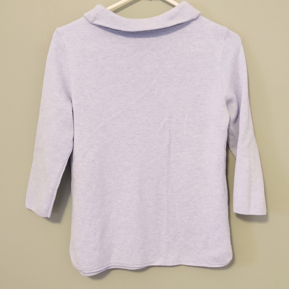 TALBOTS Light Blue Mock Turtleneck Bracelet Length Top Size Small Petite